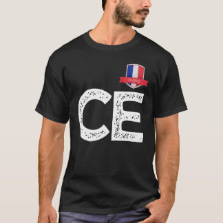 Frankrike Frankrike Human-Flagga Brev C och E Fran T Shirt