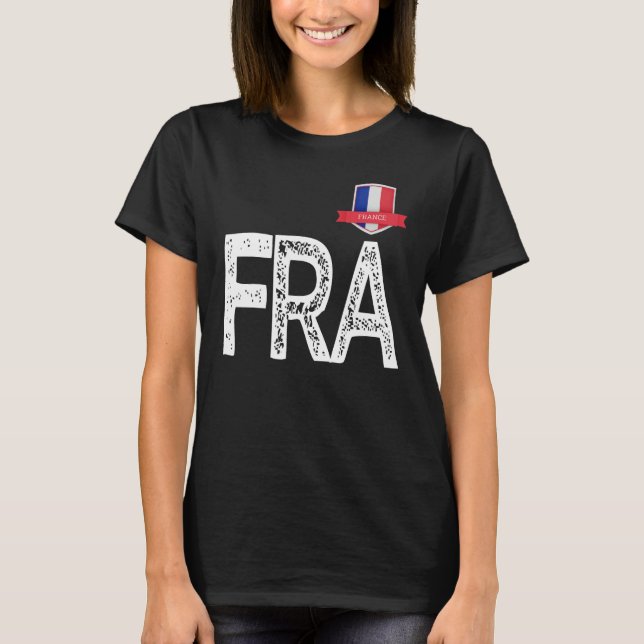 Frankrike Frankrike Human-Flagga Brev F och R och  T Shirt (Framsida)