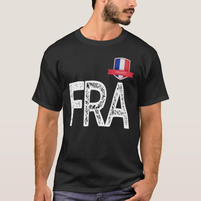Frankrike Frankrike Human-Flagga Brev F och R och  T Shirt (Framsida)
