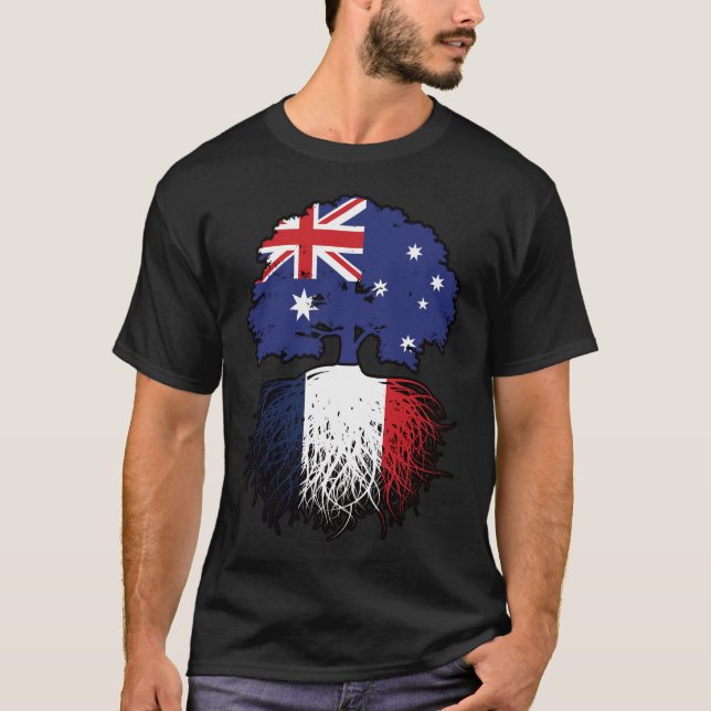 Frankrike Fransk Australien Australien Träd Roots  T Shirt (Framsida)
