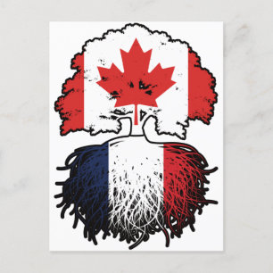 Frankrike Fransk Canadian Träd Roots Flagga Vykort