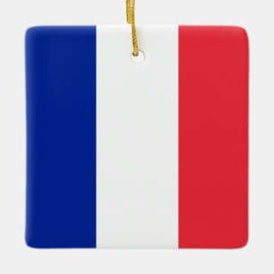 Frankrike (Fransk) Flagga Julgransprydnad Keramik