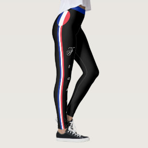 Frankrike & Fransk Flagga mode resa/sport fläkt L Leggings