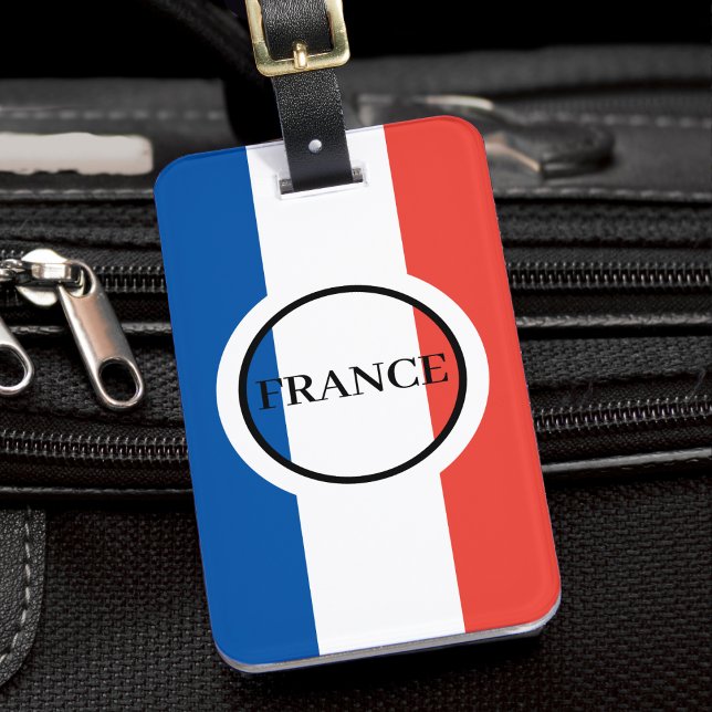 Frankrike Fransk Flagga Rött vitt blått patriotisk Bagagebricka (france french flag luggage tag)