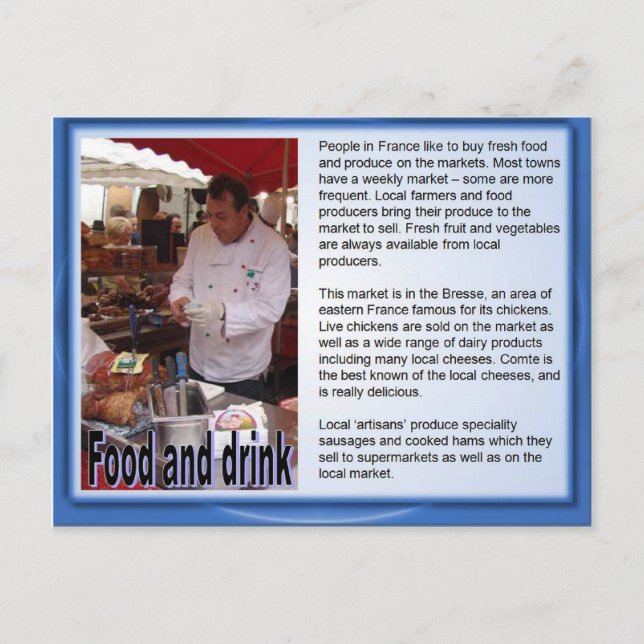Frankrike, Fransk mat Vykort (Framsida)