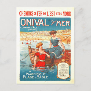 Frankrike Fransk Vintage Beach Ocean Sea Travel Vykort