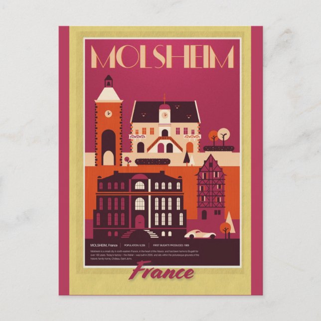 Frankrike Fransk Vintage resor Poster Vykort (Framsida)