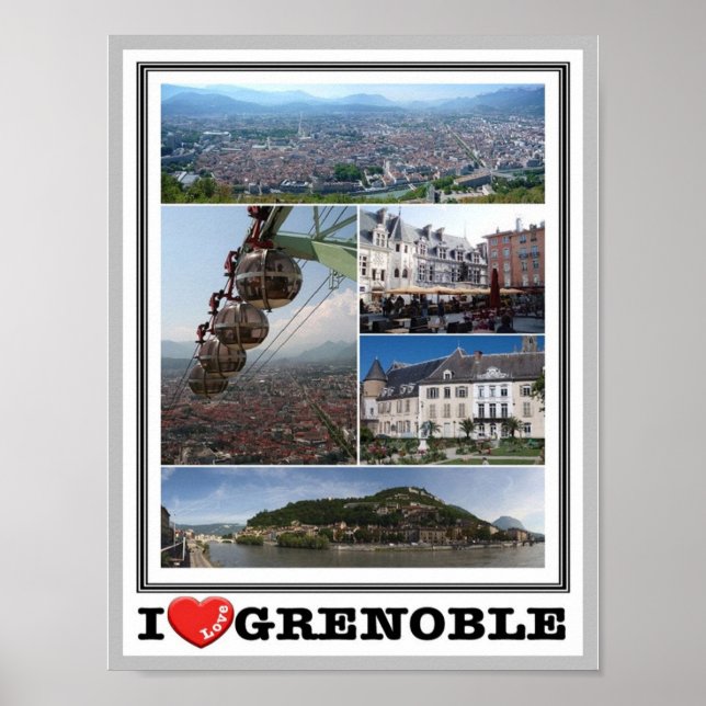 Frankrike - Grenoble - I Kärlek - Poster (Framsidan)