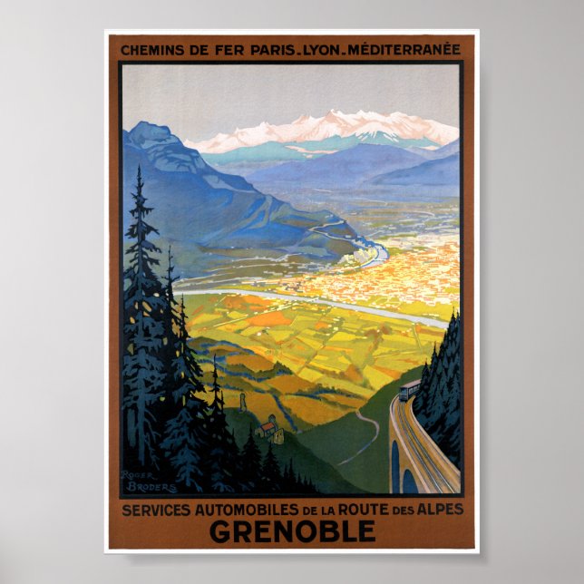 Frankrike Grenoble Restated Vintage resor Poster (Framsidan)