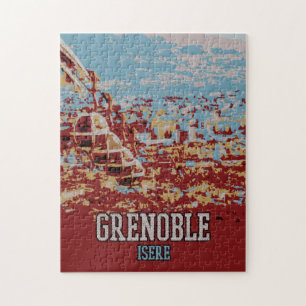 Frankrike Grenoble-vy av kabelbilen Pussel