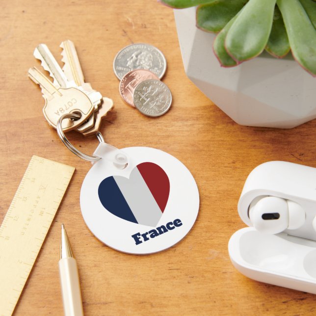 Frankrike Heart Flagga Nyckelring (Skrivbord)