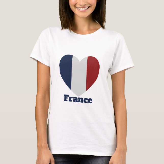 Frankrike Heart Flagga T Shirt (Framsida)