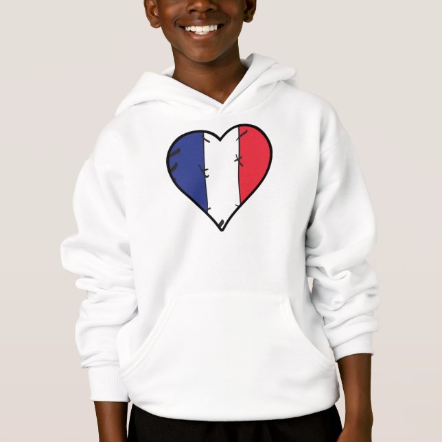 Frankrike Heart Fransk Flagga T Shirt (Framsida)