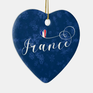 Frankrike Heart, Julgran Ornament, Fransk Julgransprydnad Keramik