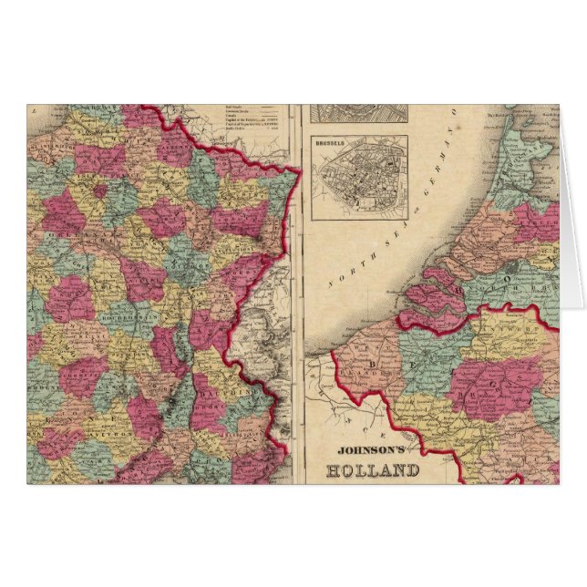 Frankrike Holland och Belgien Hälsningskort (Framsidan Horizontal)