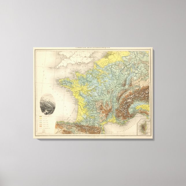 Frankrike hypsometrisk canvastryck (Framsida)