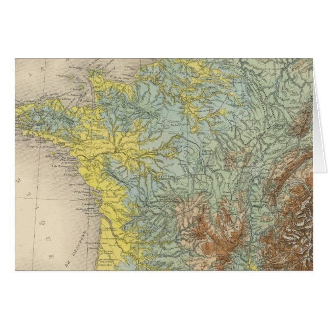 Frankrike hypsometrisk hälsningskort (Framsidan Horizontal)