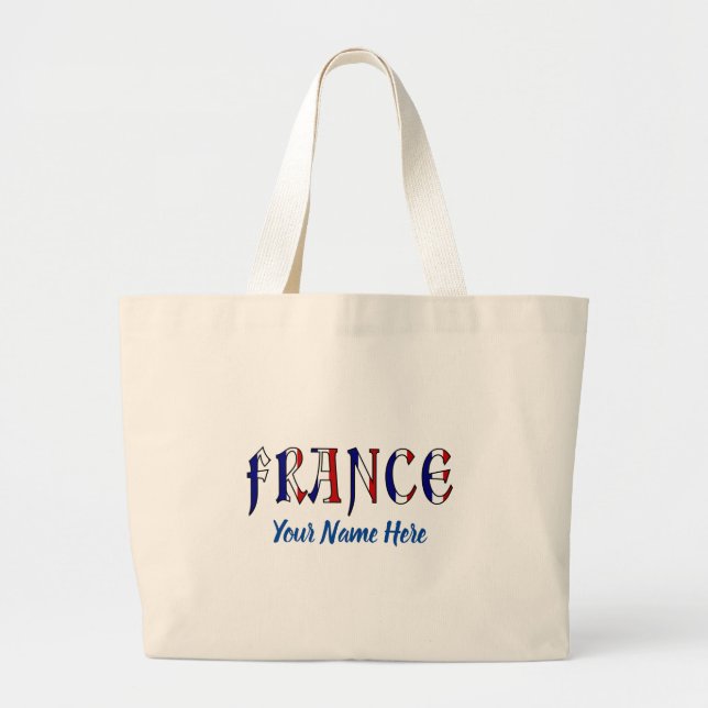 Frankrike i franska flaggans färger Personlig  Jumbo Tygkasse (Framsidan)