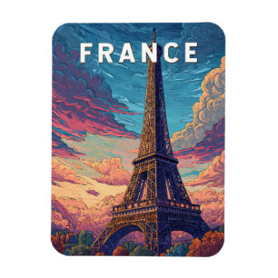 Frankrike Illustration Resa Konst Vintage Magnet