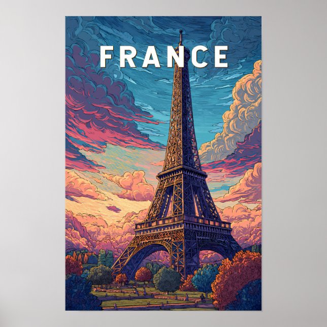 Frankrike Illustration Resa Konst Vintage Poster (Framsidan)
