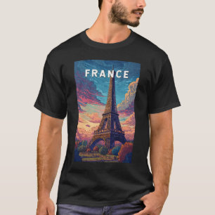 Frankrike Illustration Travel Art-Vintage T Shirt