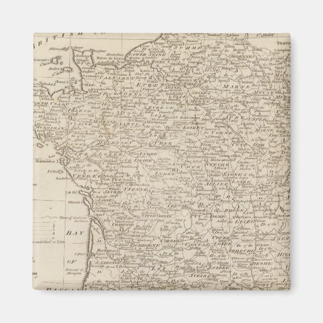 Frankrike indelat i cirklar och avdelningar magnet (Framsidan)