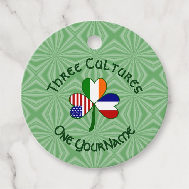 Frankrike Ireland USA Shamrock Flagga Personlig Gåvor Etiketter (Framsida)