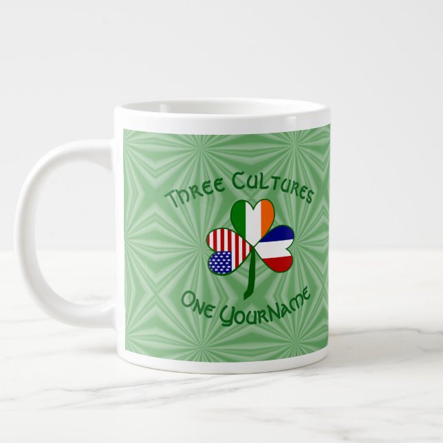Frankrike Ireland USA Shamrock Flagga Personlig Jumbo Mugg (Vänster)