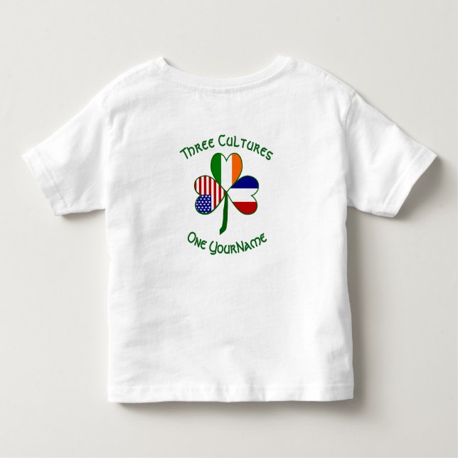 Frankrike Ireland USA Shamrock Flagga Personlig T Shirt (Baksida)
