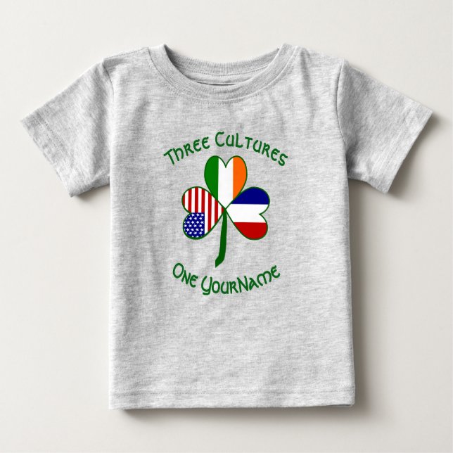 Frankrike Ireland USA Shamrock Flagga Personlig T Shirt (Framsida)