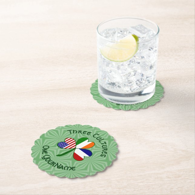 Frankrike Ireland USA Shamrock Flagga Personlig Underlägg Papper (Insitu)