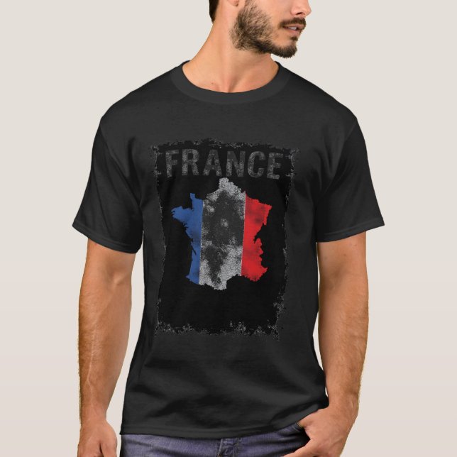 Frankrike Karta Flagga T Shirt (Framsida)