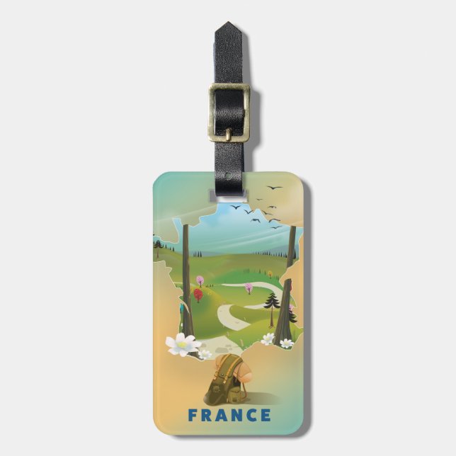 Frankrike karta vintage reseposter bagagebricka (Vertikal Framsida)