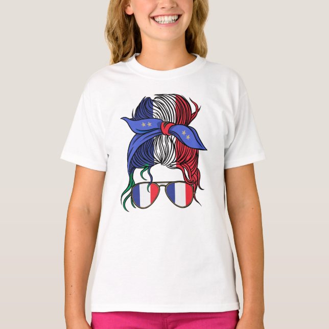 Frankrike-knölbun med Fransk-Flagga T Shirt (Framsida)