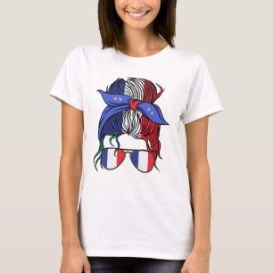 Frankrike-knölbun med Fransk-Flagga T Shirt