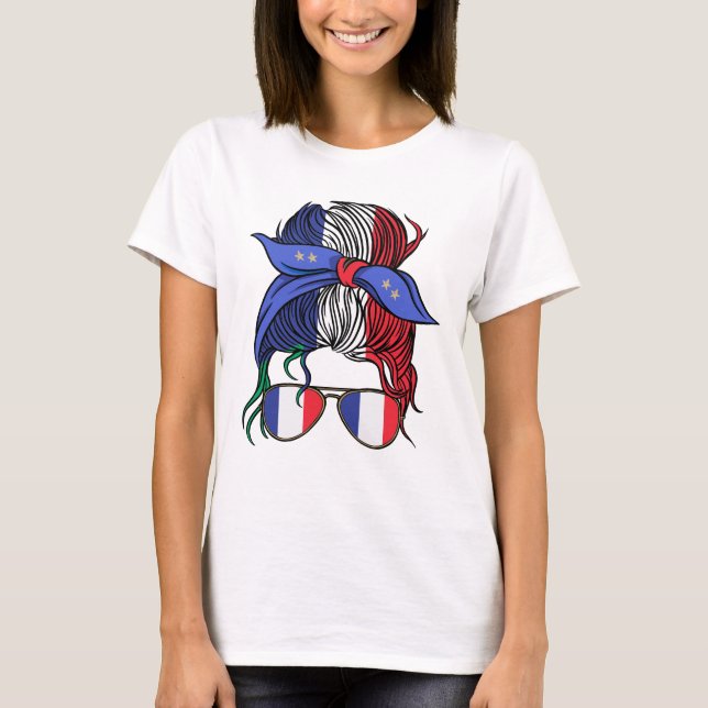 Frankrike-knölbun med Fransk-Flagga T Shirt (Framsida)