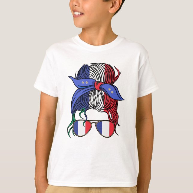 Frankrike-knölbun med Fransk-Flagga T Shirt (Framsida)