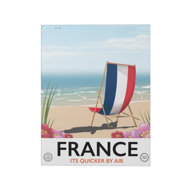 Frankrike kust strand reseinformation affisch. anteckningsblock (Roterad)