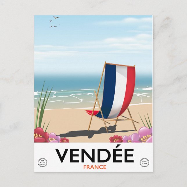 Frankrike kust strand reseposter vykort (Framsida)