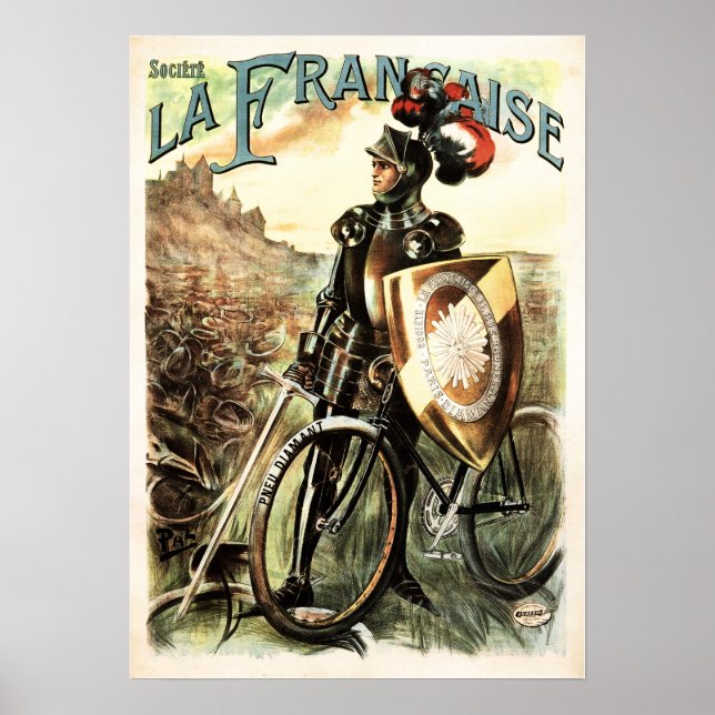 Frankrike La Francaise Cycles Vintage Bicycle Post Poster (Framsidan)