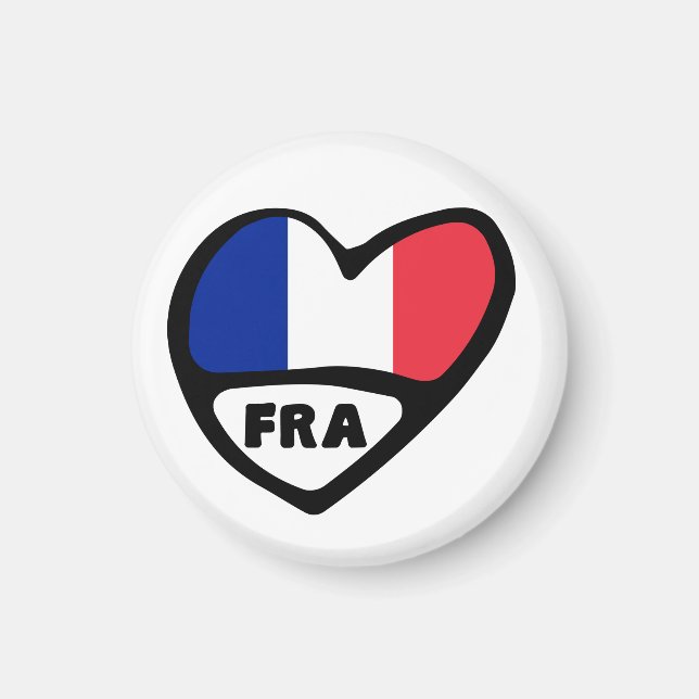 Frankrike Land Code Flagga Heart, FRA Magnet (Framsidan)