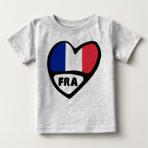 Frankrike Land Code Flagga Heart, FRA T Shirt