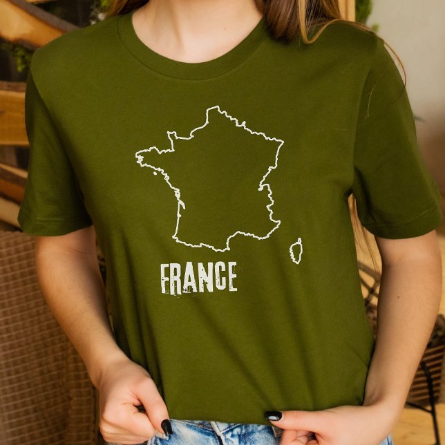 Frankrike Land Karta konturgräns för Fransk av kon T Shirt (Skapare uppladdad)