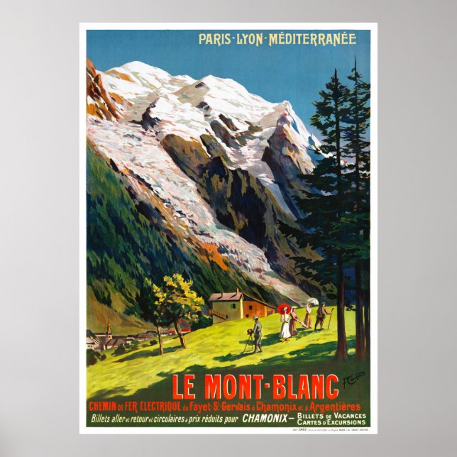 Frankrike Le Mont Blanc Travel Poster återställd (Framsidan)