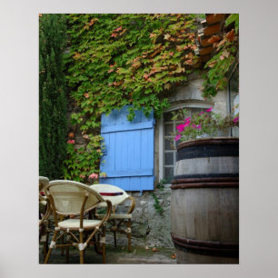 Frankrike, Les Baux de Provence, cafÅngel patio Poster