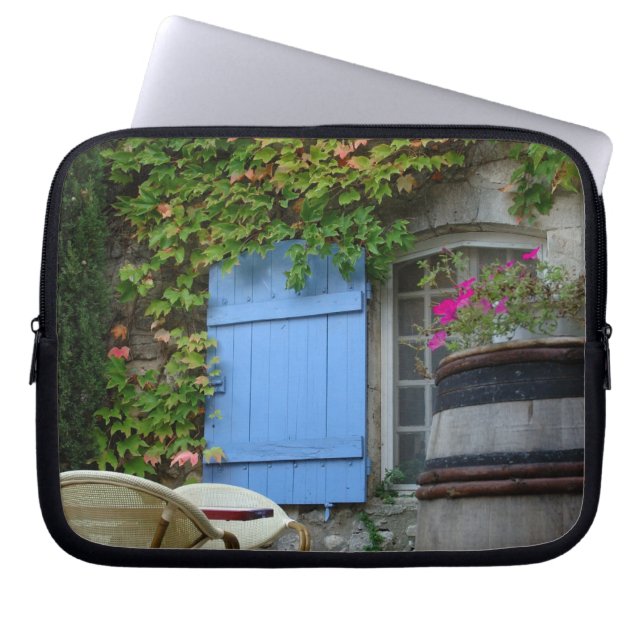 Frankrike, Les Baux de Provence, kafé uteservering Laptop Sleeve (Framsidan)