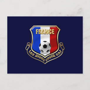 Frankrike les Bleus Logotyp Shield Emblem Vykort