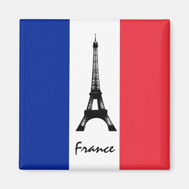 Frankrike Magnet, Eiffel Torn, Helgdag, Fransk Fla Magnet (Framsidan)