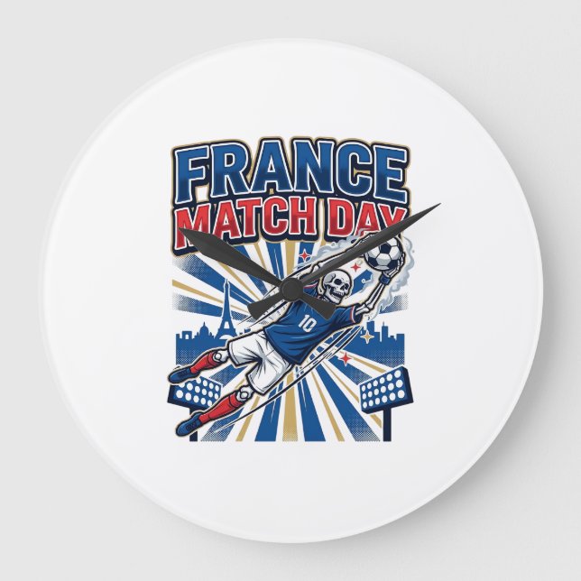 Frankrike Match Day Skelett Anfallare Nationer Hög Stor Klocka (Framsida)