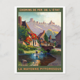 Frankrike Mayenne Restaurerad Vintage Resaaffisch Vykort